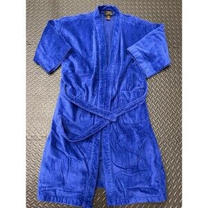 Rare Vtg COLOURS by Alexander Julian Terrycloth Bath Robe One Size Blue Cotton